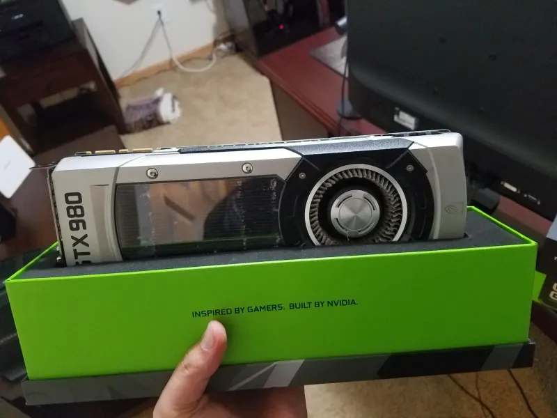 The GTX 980, fresh out of the box — where the GPU story started.