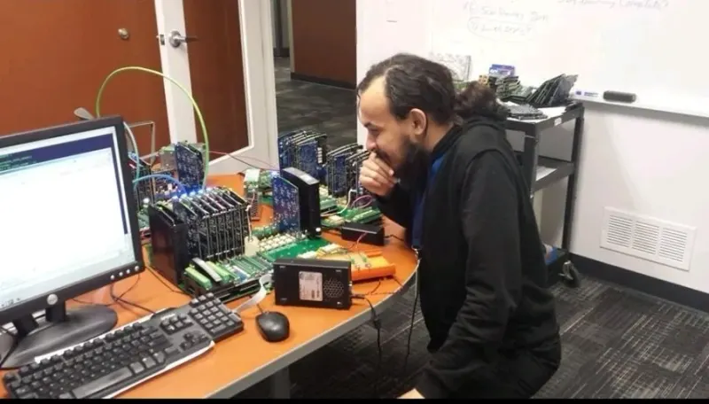 The early days — debugging real boards with real wires, long before the AI era.